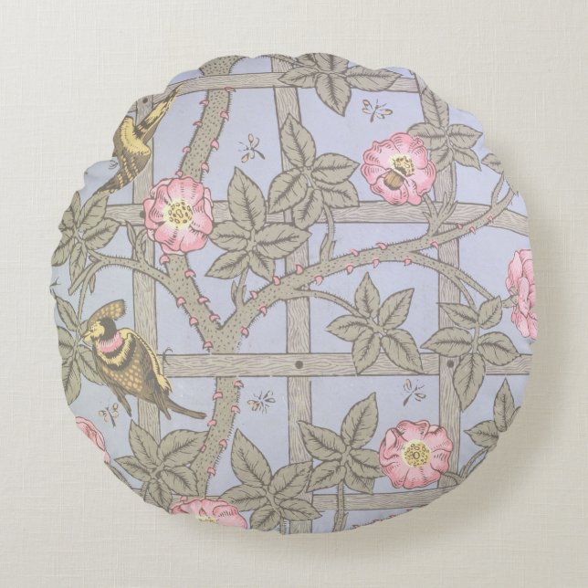 'Trellis' wallpaper, 1864 2 Rond Kussen (Voorkant)