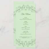 Trellis White Vine Heart sur Mint Flat Menu (Devant / Derrière)