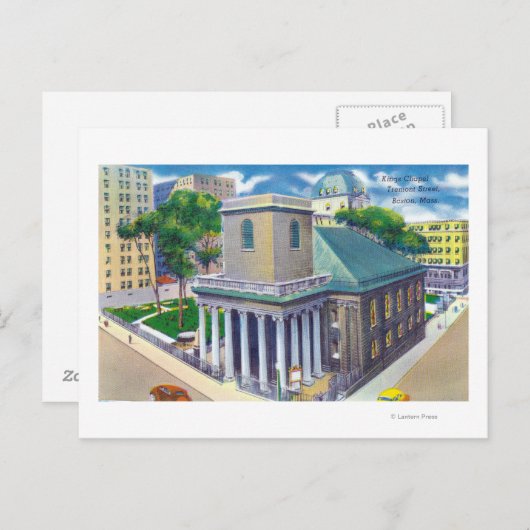 Tremont Street Uitzicht van Kings Chapel Briefkaart (Voorkant / Achterkant)