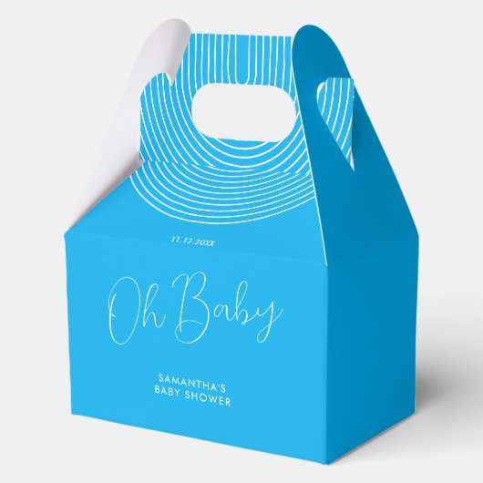 Trend Blue Baby Shower Script Bedankdoosjes (Voorkant)