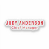 Trend Bright Red Professional Plain Modern Elegant Sticker (Voorkant)