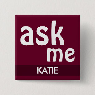 Trend Color Dark Bourgondië - Vraag mij & Naam But Vierkante Button 5,1 Cm