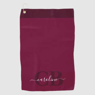 Trend Color - Donker Bourgondisch Script Golf Hand Golfhanddoek