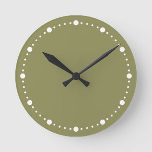 Trend Color - Olijfgroen & Witte Stippen Ronde Klok