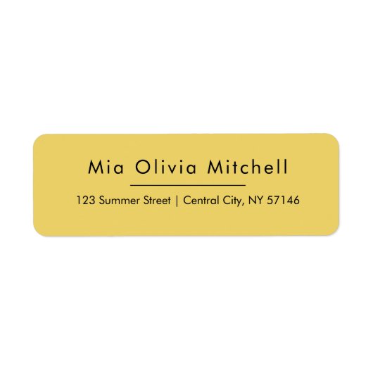 Trend Color Soft Yellow Eenvoudige Adresetiketten Etiket (Voorkant)