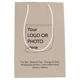 Trend Color - Zachte Taupe Medium Logo Gift Bag Medium Cadeauzakje