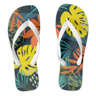 Trend Colorful Tropical Leaves Planten Blue Teenslippers