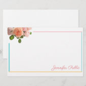 Trend Colors Waterverf Rozen Handschrift Sjabloon Briefpapier (Voorkant / Achterkant)