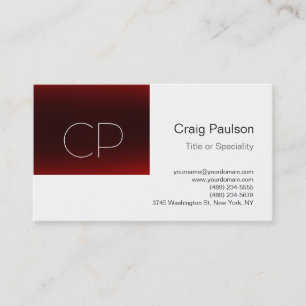 Trend Dark Red Stripe White Monogram Visitekaartje