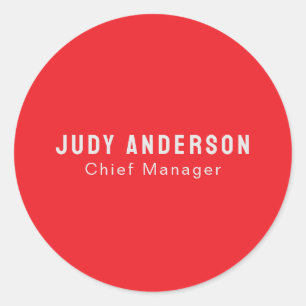 Trend helder rood professioneel gewoon modern eleg ronde sticker