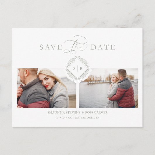 Trend Initials Chic Ornament Sophisticated Wedding Aankondigingskaart (Voorkant)