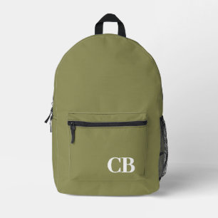Trend Kleur Olijfgroen Monogram Gedrukte Rugzak