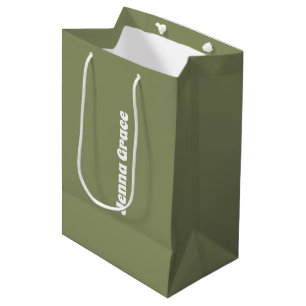 Trend Kleur Reed Groen Gepersonaliseerd Naam Gift  Medium Cadeauzakje