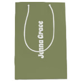Trend Kleur Reed Groen Gepersonaliseerd Naam Gift  Medium Cadeauzakje (Voorkant)
