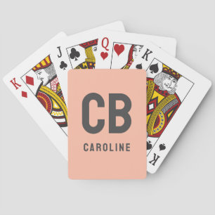 Trend Kleur Zachte Perzik Grijs Monogram Speelkaar Pokerkaarten