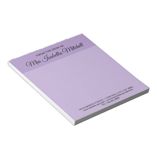 Trend Kleur - Zachte Violet Bedrijfsnotitieblok Notitieblok (Schuin)