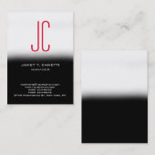 Trend modern gewoon zwart-wit monogram visitekaartje (Voorkant / Achterkant)