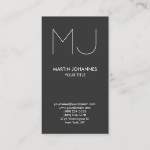 Trend Monogram - Verticaal elegant grijs Visitekaa Visitekaartje