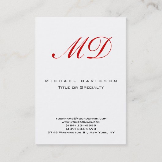 Trend Monogram White Calligraphy Red Carte de visi (Devant)