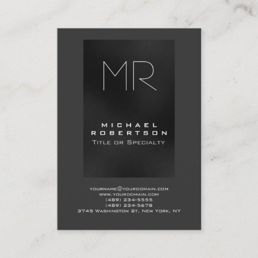 Trend Monogramme Nuances de Gris Carte de Visite É (Devant)