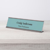 Trend Professional Plain Modern Elegant Cadet Blau Bureau Naambordje (Voorkant)