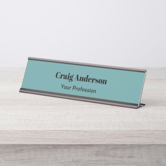 Trend Professional Plain Modern Elegant Cadet Blau Bureau Naambordje (Voorkant)