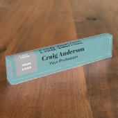 Trend Professional Plain Modern Elegant Cadet Blau Naambordje (Zijkant)