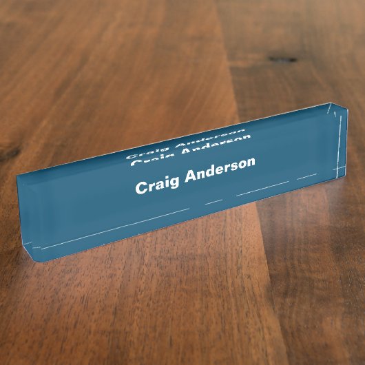 Trend Professional Plain Modern Elegant Ocean Blue Naambordje (Zijkant)