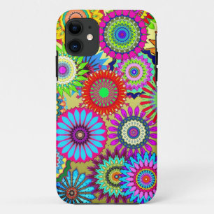 Trend Psychadelic Flower Power Print Accessoire iPhone 11 Hoesje