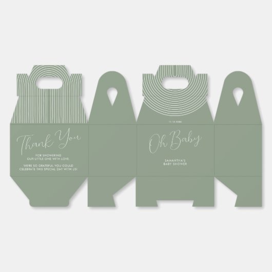 Trend Sage Green Baby Shower Script Bedankdoosjes (Ongevouwen)