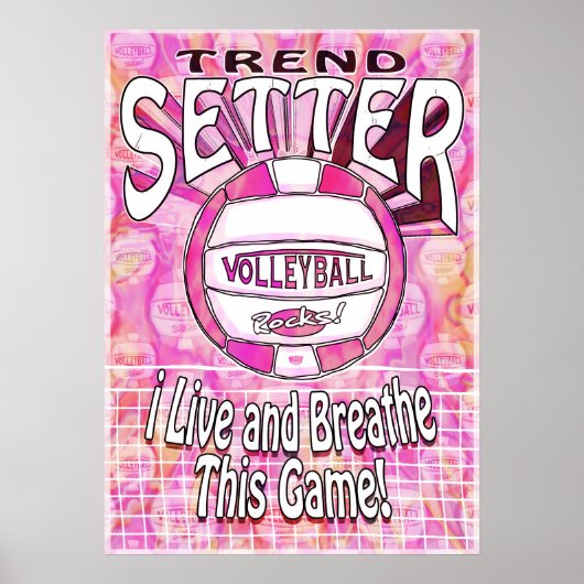 Trend Setter Pink Volleyball Poster (Voorkant)