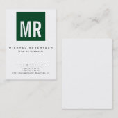 Trend Up Forest Green Monogram White Carte de visi (Devant / Derrière)