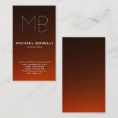 Trend vertical brown oranje monogram visitekaartje (Voorkant / Achterkant)
