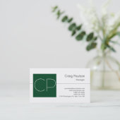 Trend White Up Forest Green Monogram Carte de visi (Debout devant)