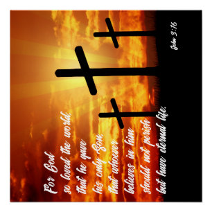 TRENDIGE BIJBELVERS JOHANNES 3:16 CHRISTELIJK KADO PERFECT POSTER