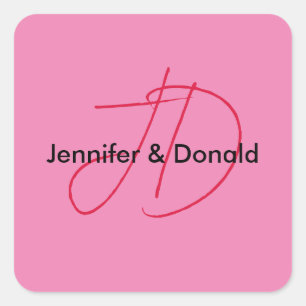 Trendige klassieke script monogram naam vierkante sticker