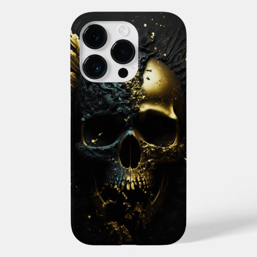 Trendiger Gothik Totenkopf in schwarz gold Design Case-Mate iPhone Case (Achterkant)