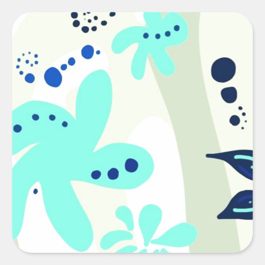 Trending abstract Patroon lichte kleur bloemblob Vierkante Sticker (Voorkant)