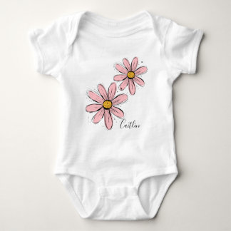 Trending Daisy Blush roze inktkunst Romper