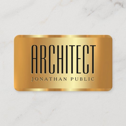 Trending Glamour Gold Sjabloon Luxe Architect Visitekaartje (Voorkant)