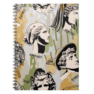 Trending Greek gods Art Portret Seamless Pattern. Notitieboek