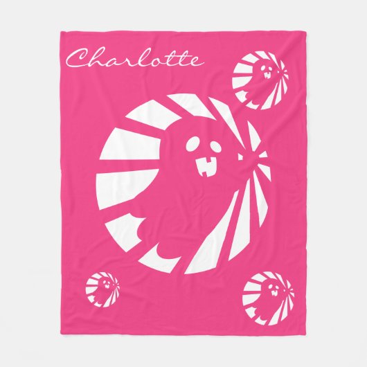 Trending Halloween Schattige Roze en Witte Ghost Fleece Deken (Voorkant)