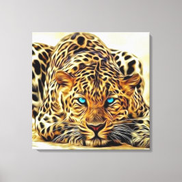 Trending Leopard Blue Eyes Canvas Afdruk