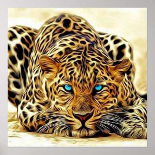 Trending Leopard Blue Eyes Poster (Voorkant)