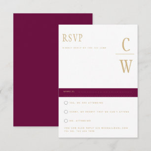 Trending Modern Berry Wine Gold Wedding RSVP