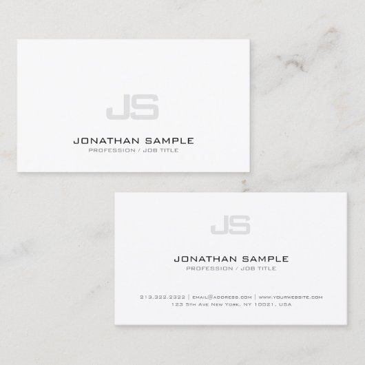 Trending Modern Clean Elegant Monogrammed Plain Visitekaartje (Voorkant / Achterkant)