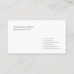Trending Modern Elegant Minimalist White Plain Visitekaartje
