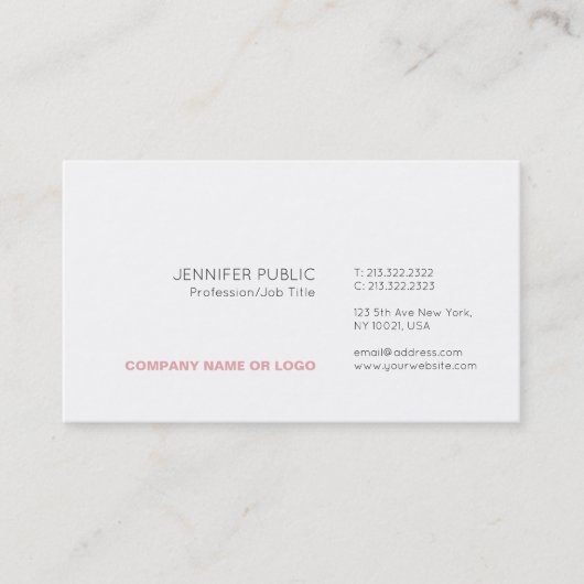 Trending Modern Elegant Minimalistisch Wit Plain Visitekaartje (Voorkant)