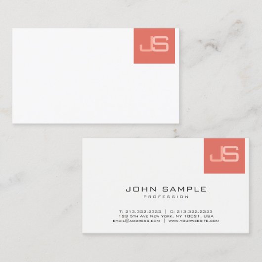 Trending Modern Monogram Elegant Persoonlijk Visitekaartje (Voorkant / Achterkant)