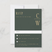 Trending Modern Moss Green Gold Wedding RSVP (Devant)